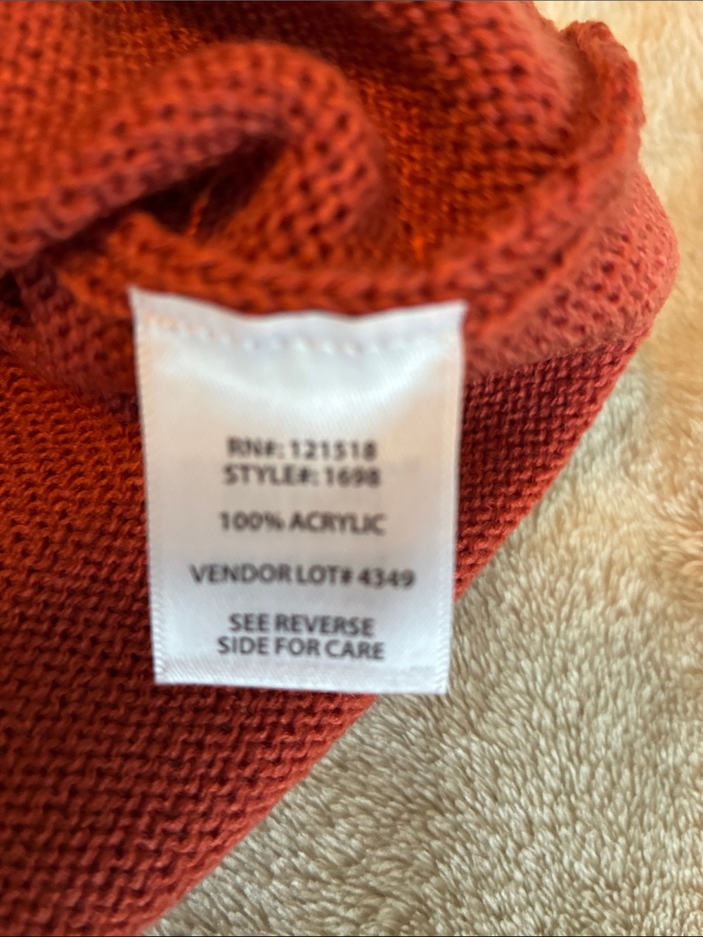 Rust Openwork Button Cardigan with front pockets - Picture 8 of 8